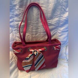 Shoulder Bag Pink with Striped Bow